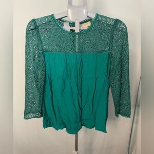 Anthropologie Moulinette Soeurs Green Lace Cloaked Blouse size‎ 12